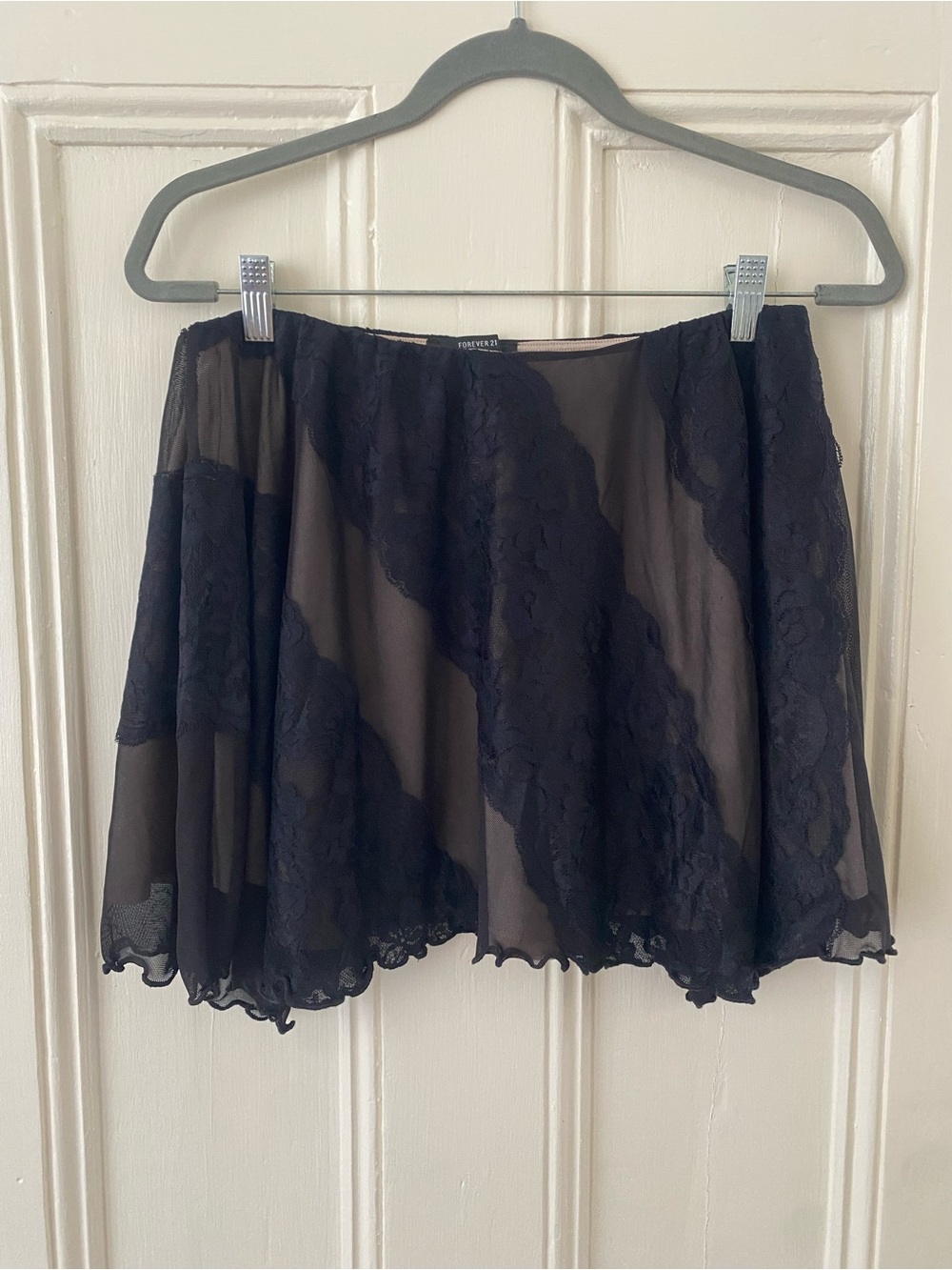 Forever 21 Black Lace Panel Circle Skirt